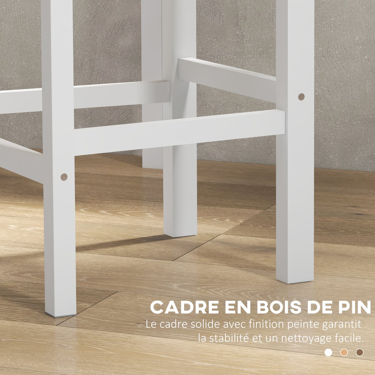 Tabouret de bar Bois de pin Blanc blanc, HOMCOM