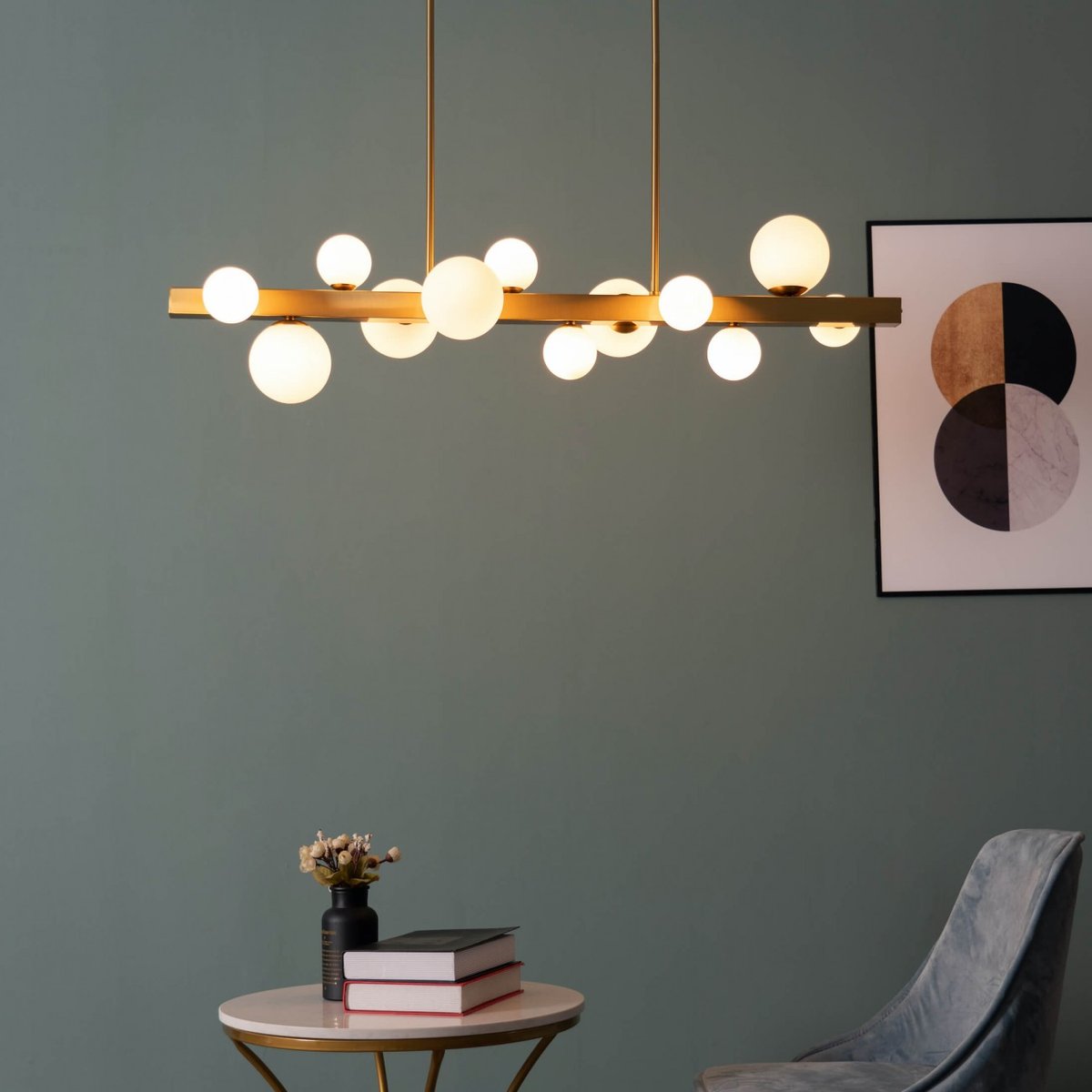 Somptueuse suspension en inox et verre - OROMIA doré / laiton, KOSILUM