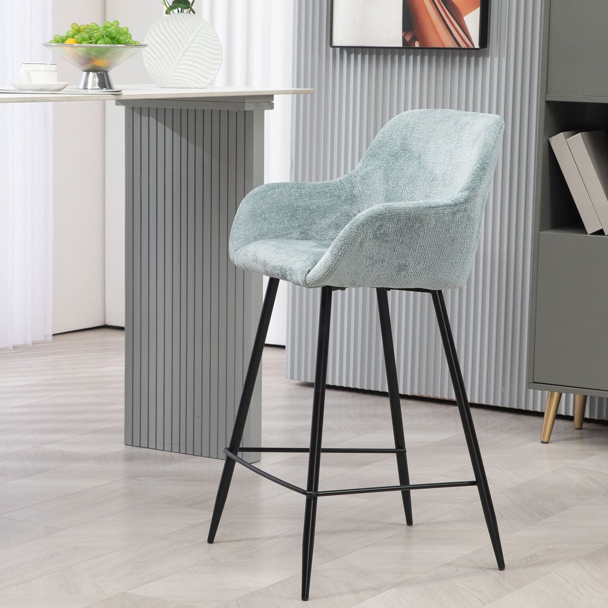 Chaise snack tissu chenille céladon, ZAGO
