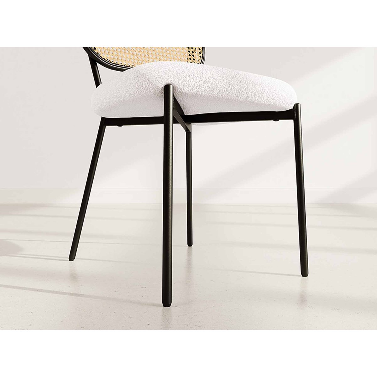 Lot de 2 chaises cannage tissu bouclette, LUCIANO beige, BEST MOBILIER