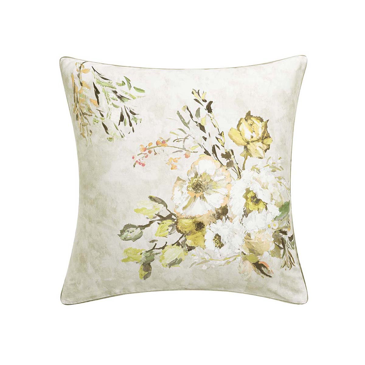 Taie d'oreiller imprimée en satin de coton, MARGARETTA beige, DESIGNERS GUILD