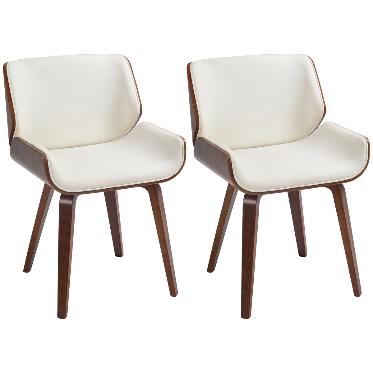 Chaise de salle à manger Revêtement blanc, marron foncé, HOMCOM