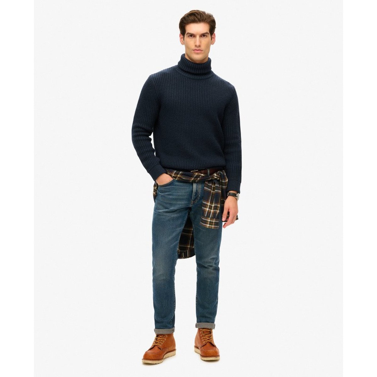Pull texturé à col roulé Merchant Store bleu marine marchand, SUPERDRY