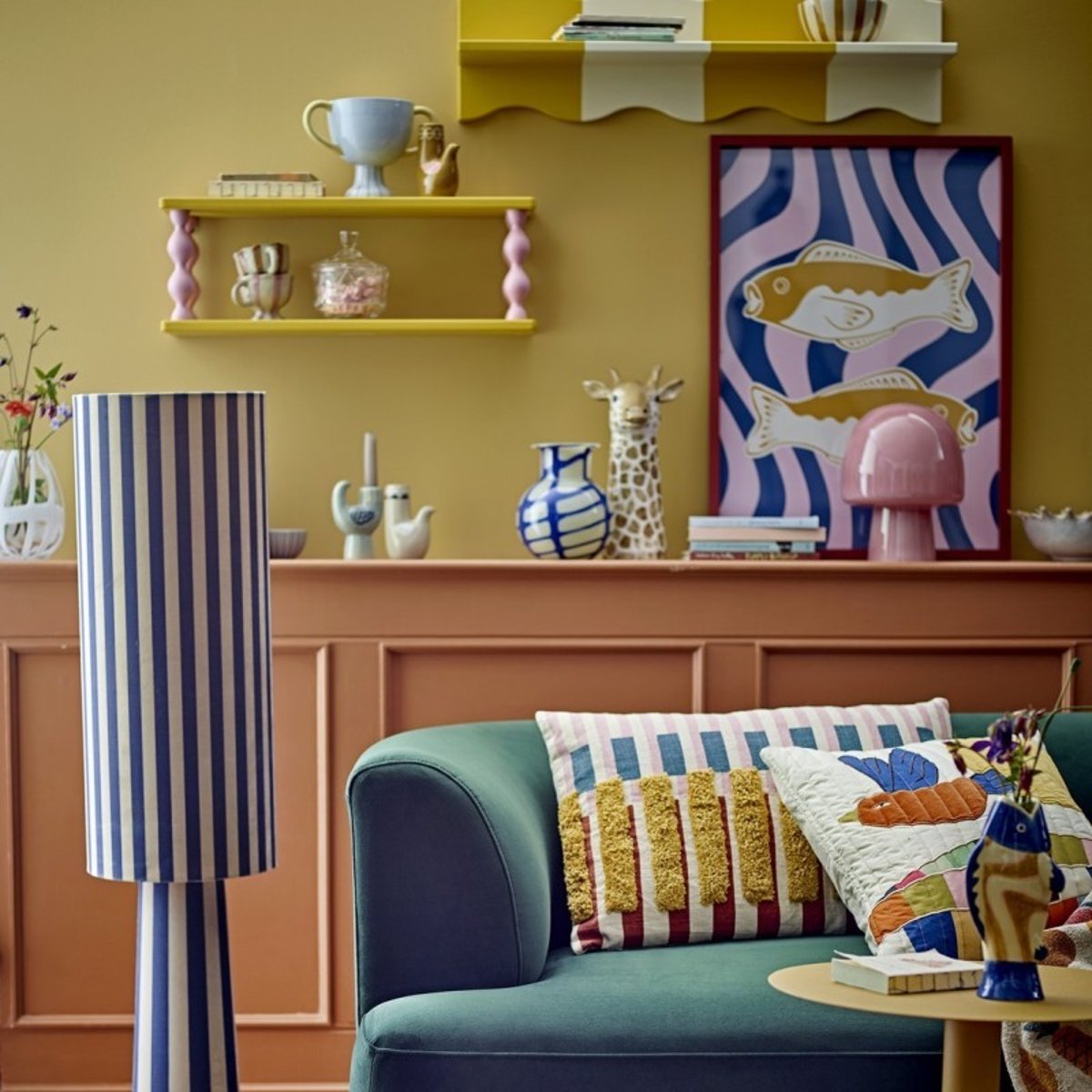Etagère murale bois BIBIOLA jaune, BLOOMINGVILLE