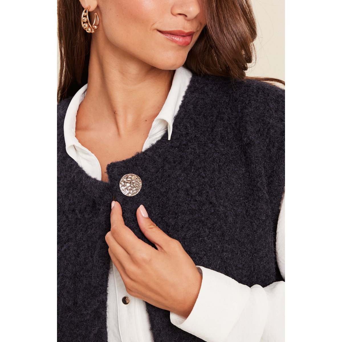Gilet ample sans manches bleu foncé, BREAL