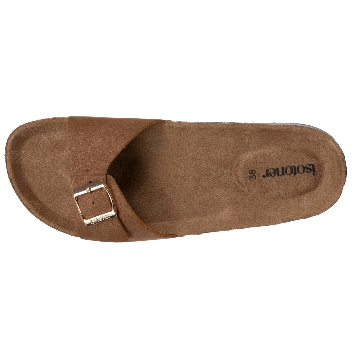 Sandales simple bride patch talon confort brun, ISOTONER