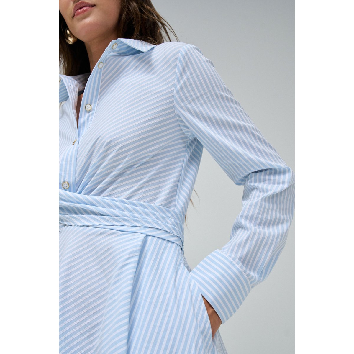 ROBE MIDI ASYMÉTRIQUE À RAYURES bleu marine, SALSA JEANS