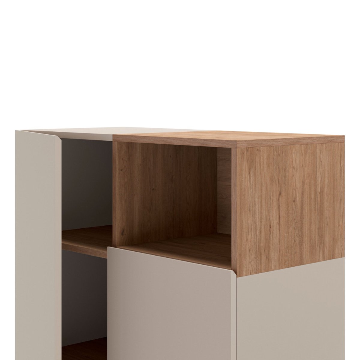 Buffet 2 portes en bois et métal H120cm- QUENOR beige, DRAWER
