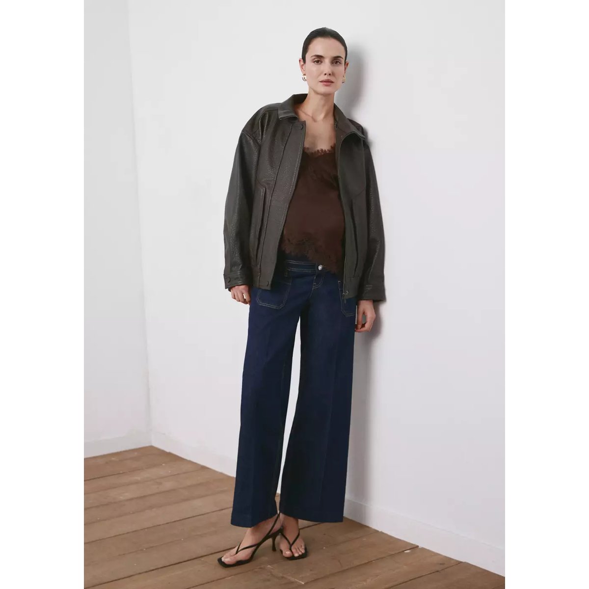 Jean de grossesse wide leg avec poches bleu, MANGO