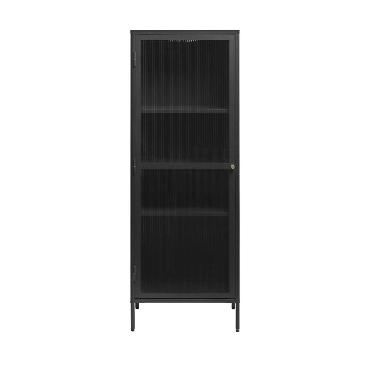 Colonne de rangement 1 porte en verre strié et métal H160cm- BJORN noir, DRAWER