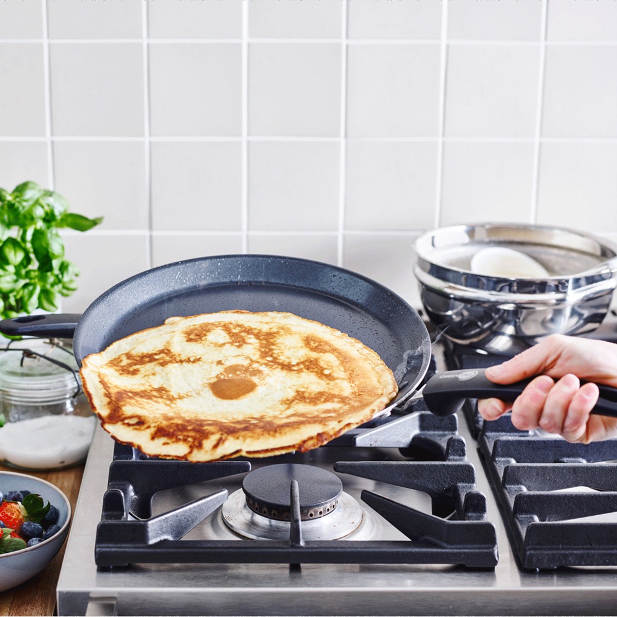 Poêle à crêpe 28 cm aluminium revêtement céramique-Torino noir, GREENPAN