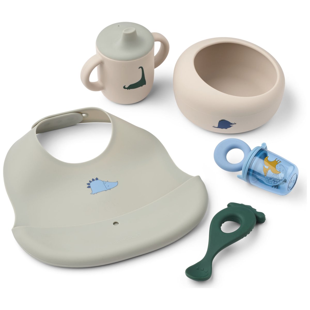 Coffret repas Mileah ecru, gris, bleu, LIEWOOD