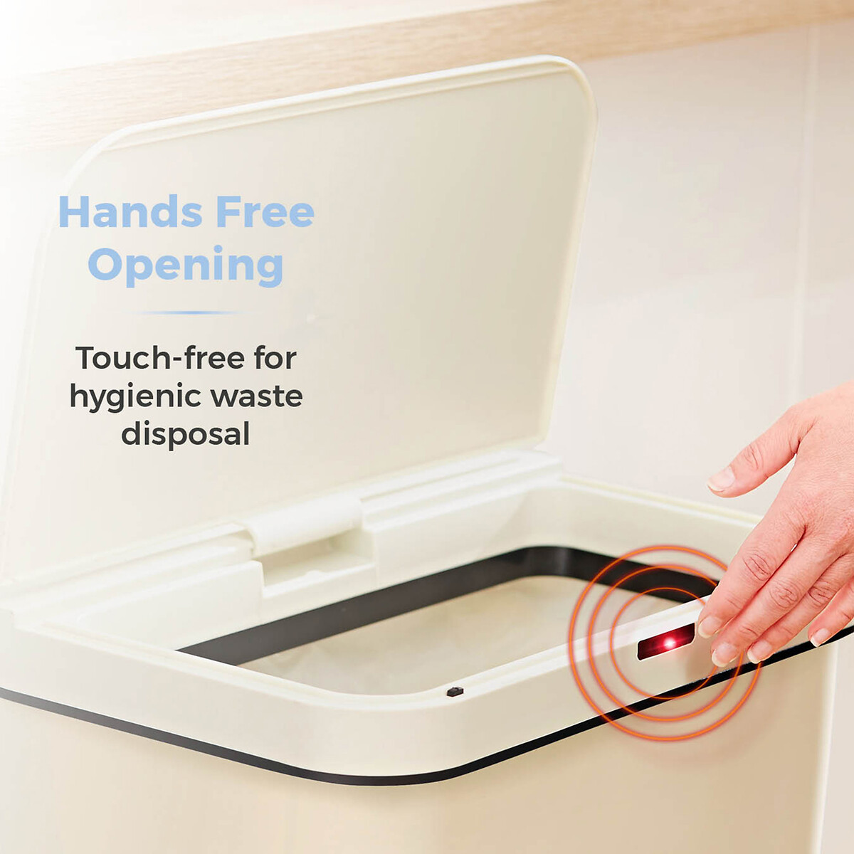 50L Rectangular Sensor Bin cream, TOWER