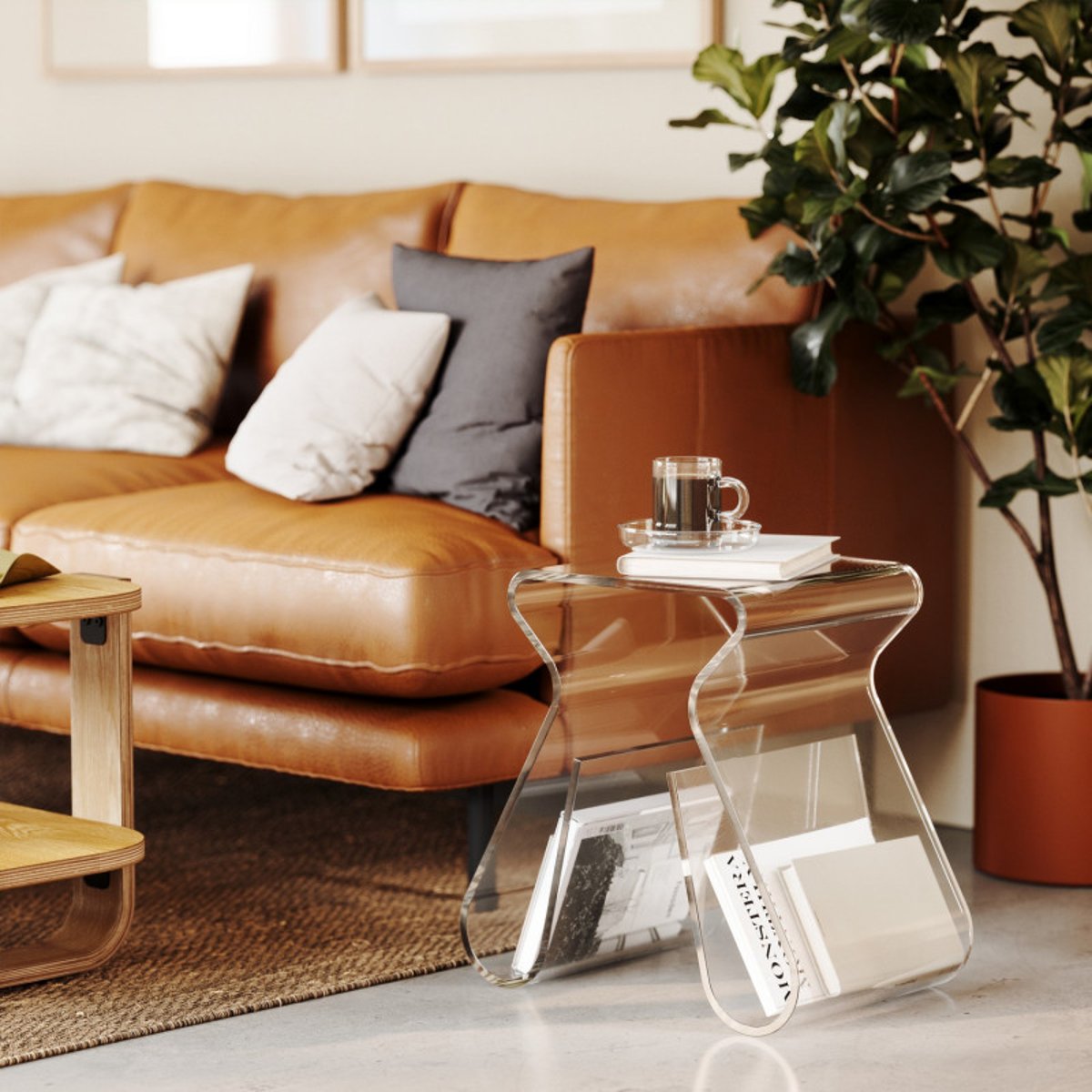 Table d'appoint range-magazines  MAGIMO transparent, UMBRA