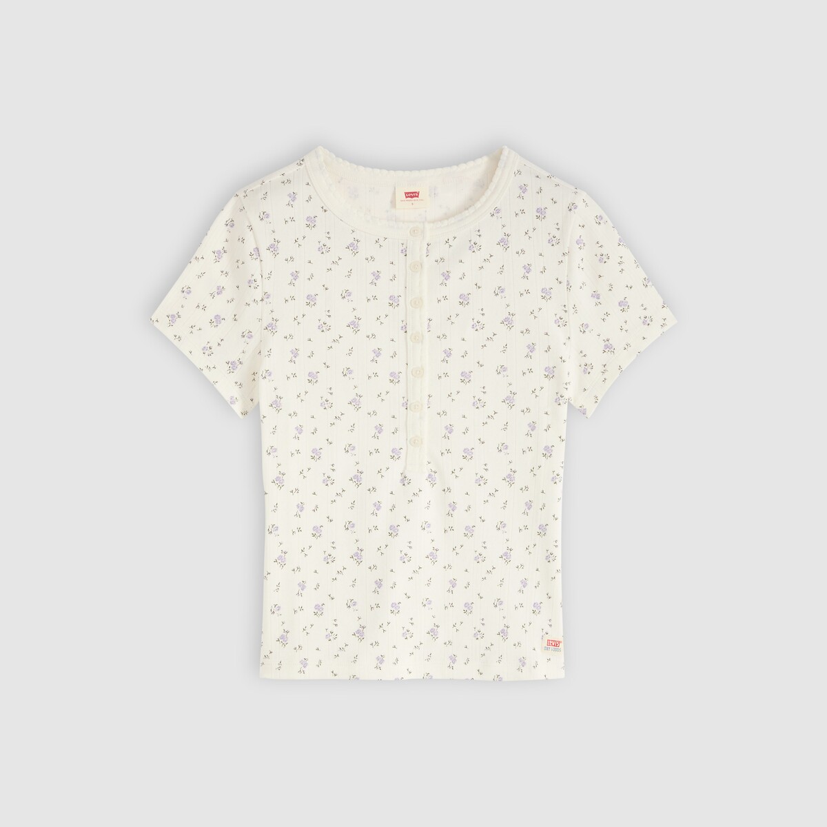 T-shirt manches courtes, maille pointelle, imprimé fleurs ecru, LEVI'S