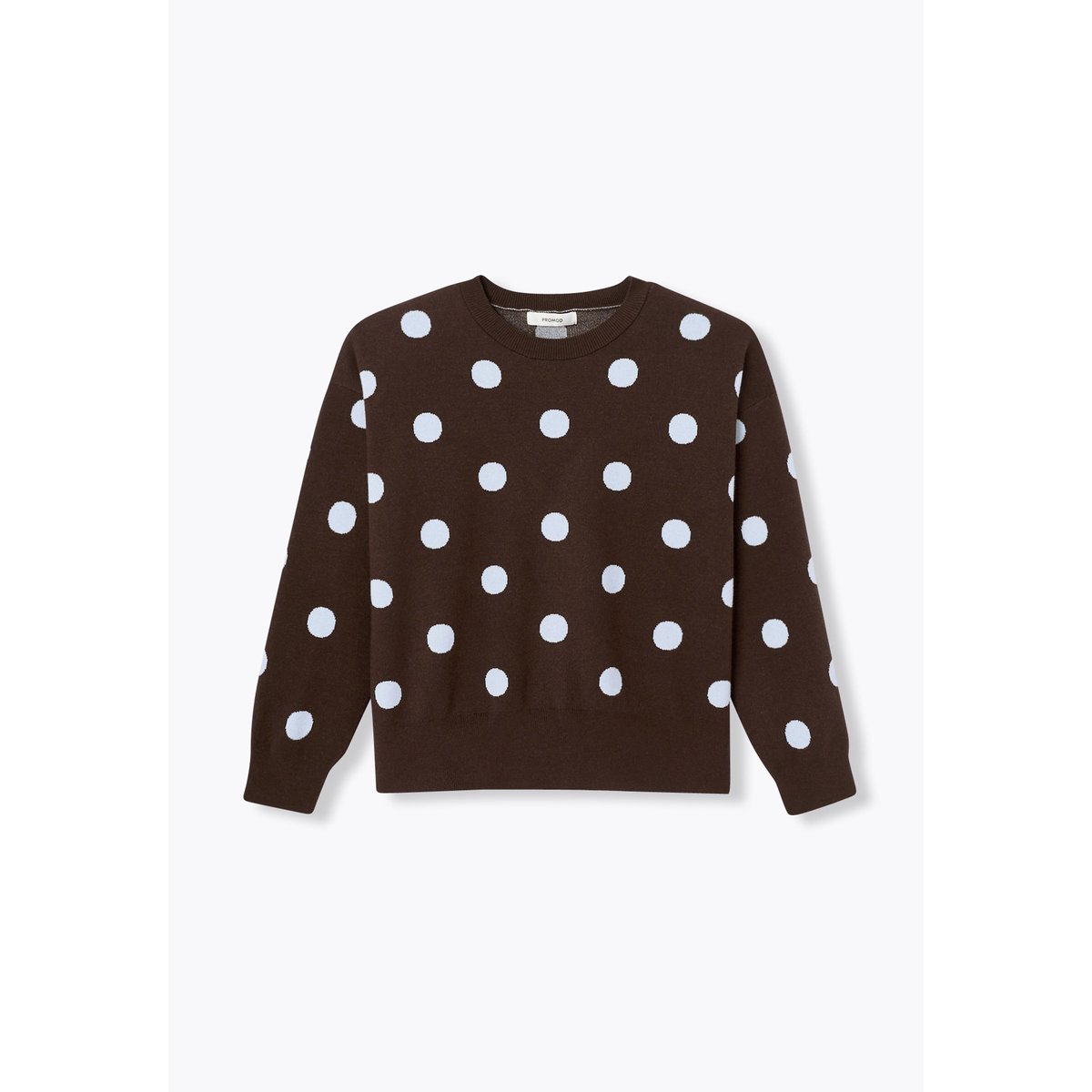 Pull à pois en maille compacte marron foncé, PROMOD