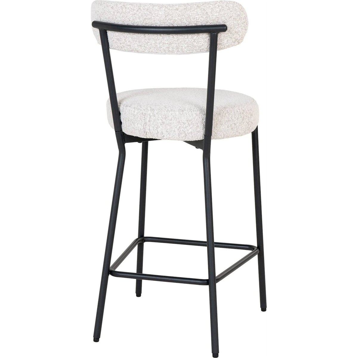 Tabouret de bar en tissu bouclé HOLSTELLY blanc bouclé et noir, RECOLLECTION