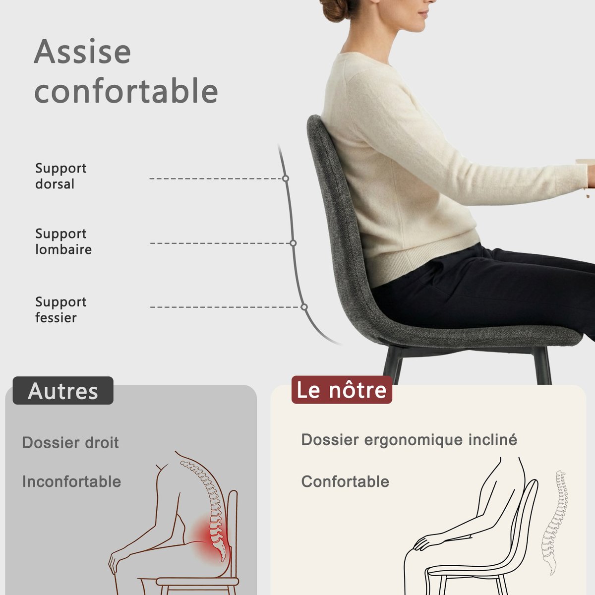 Ensemble de table à manger extensible à allonge avec 4 chaises, WHALENCHARLTON gris foncé, MEUBLES COSY