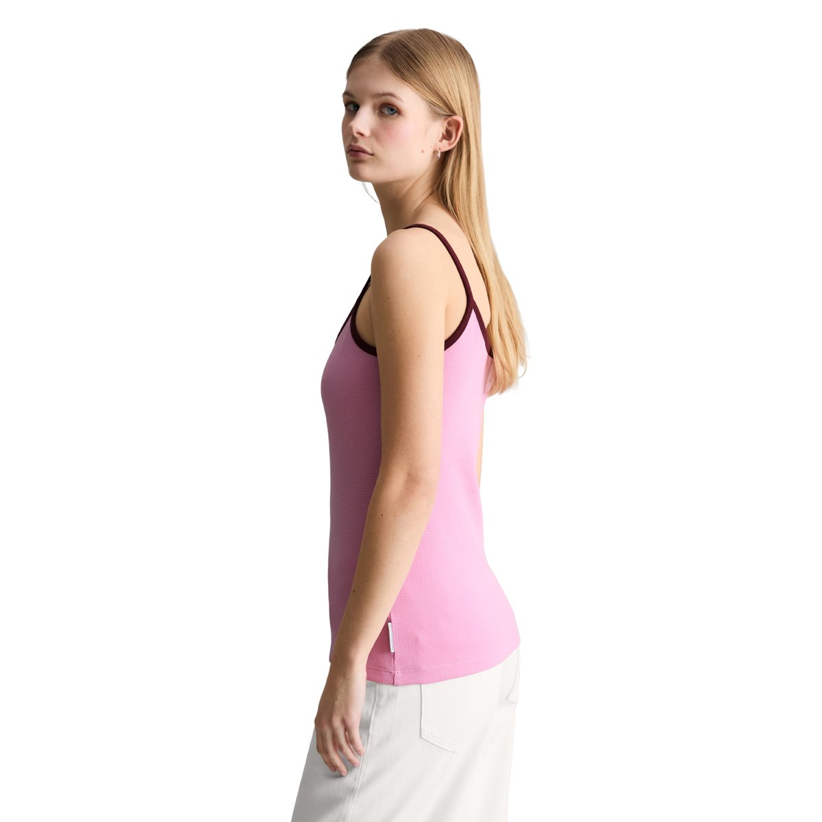 Top structuré slim en pur coton bio vieux rose, MARC O’POLO DENIM
