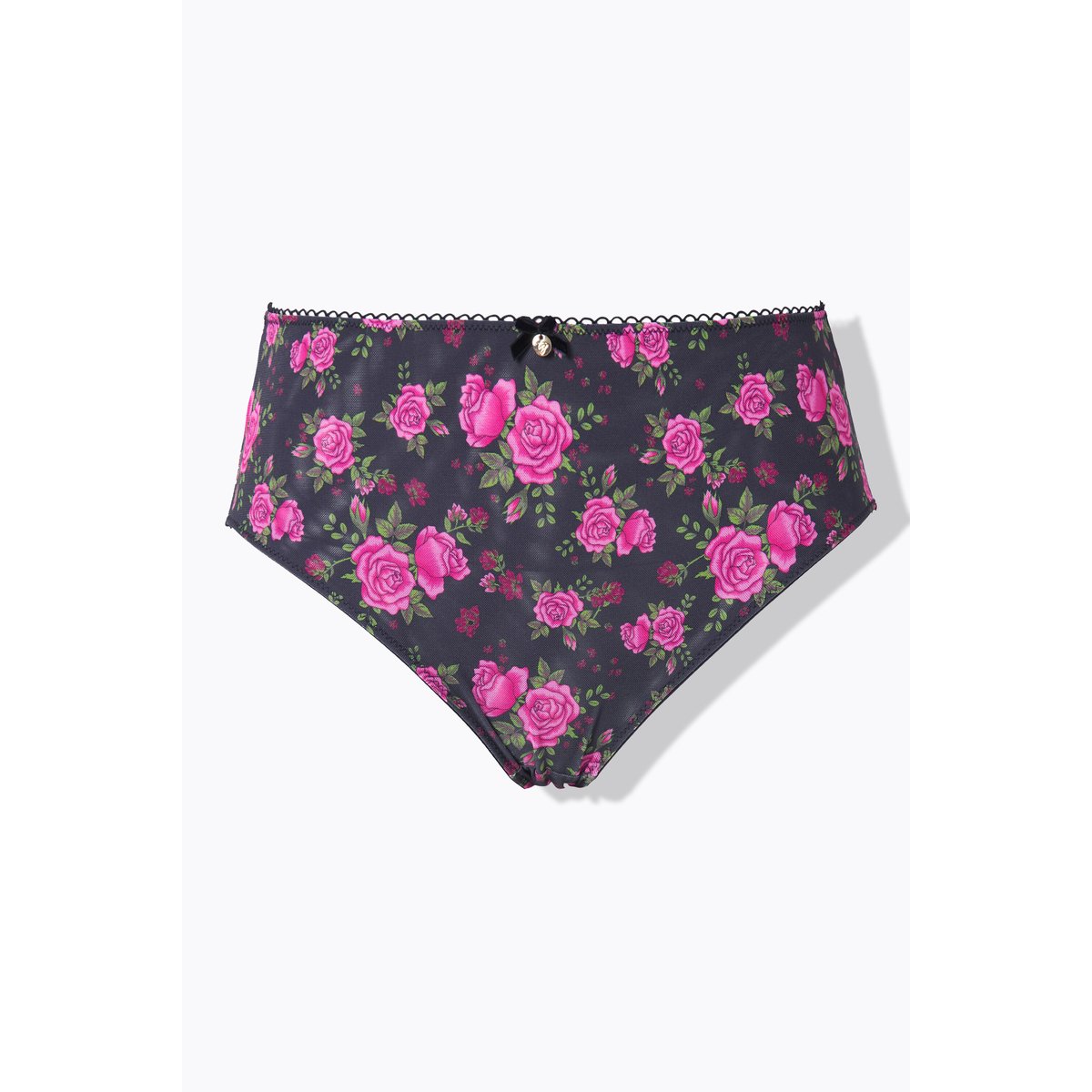 Culotte midi TruYou, mesh et motif roses noir, ULLA POPKEN