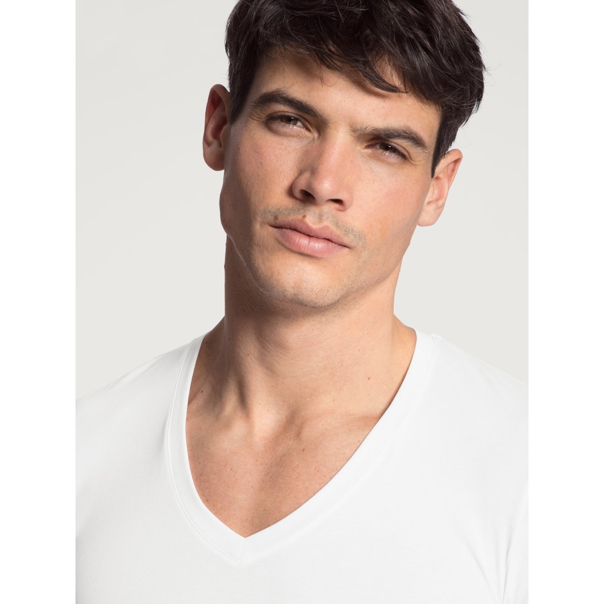 V-shirt manches courtes Coton EVOLUTION blanc, CALIDA