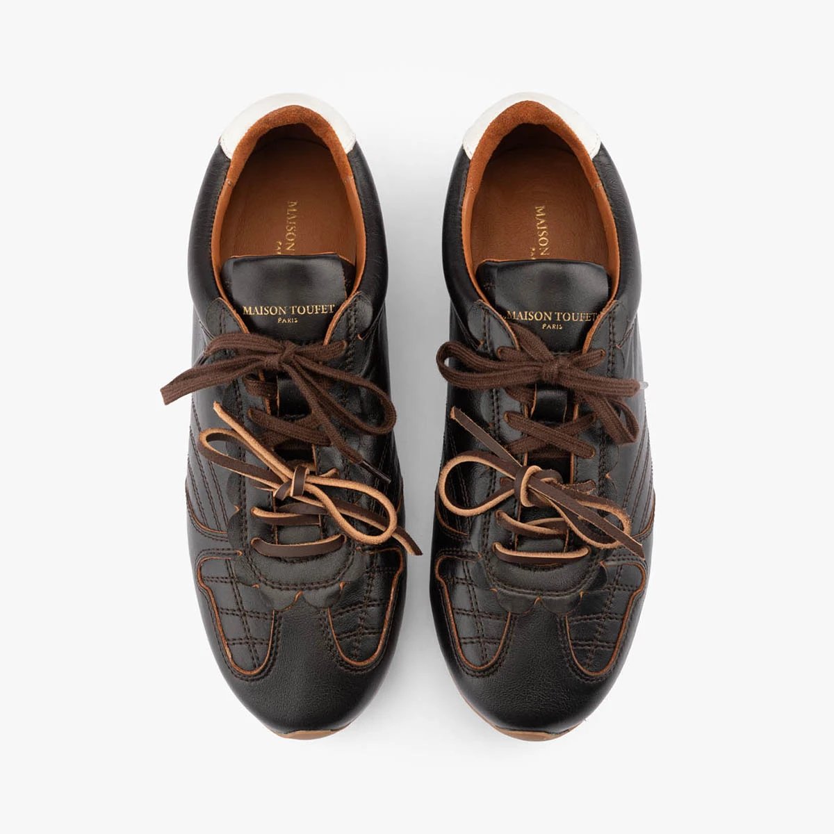 Basket cuir vintage JULIETTE marron, MAISON TOUFET