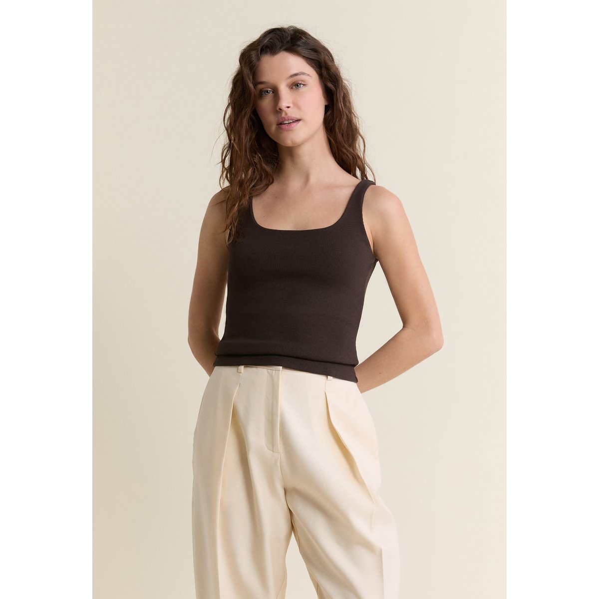 Débardeur en coton TINA marron, ETAM