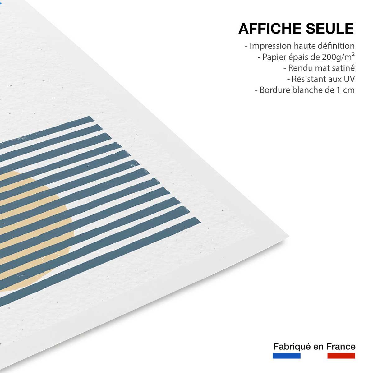 Poster Rayures bleues d'été affiche seule, HEXOA