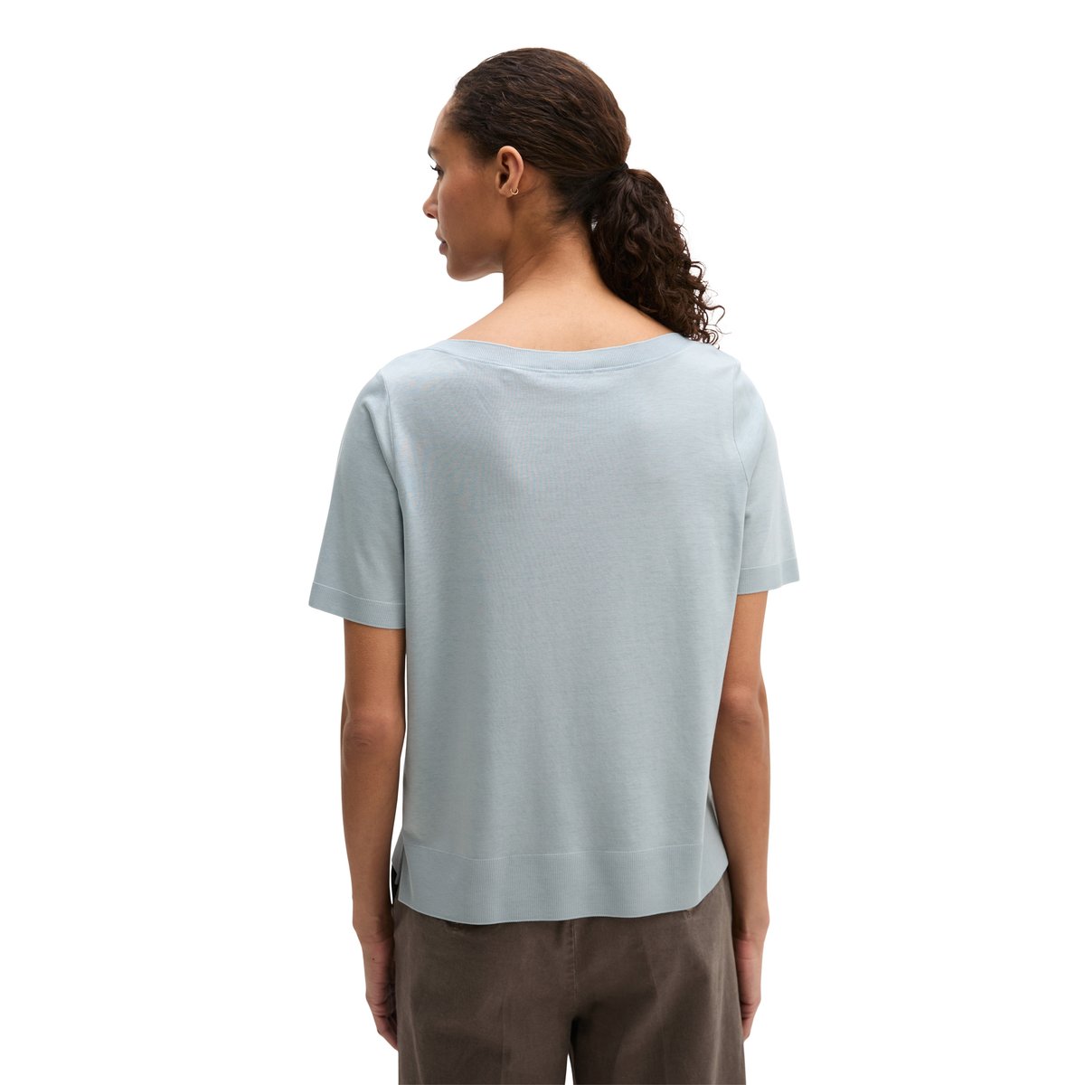 T-shirt de luxe régulier en mélange de TENCEL™ Lyocell et de coton gris, MARC O'POLO