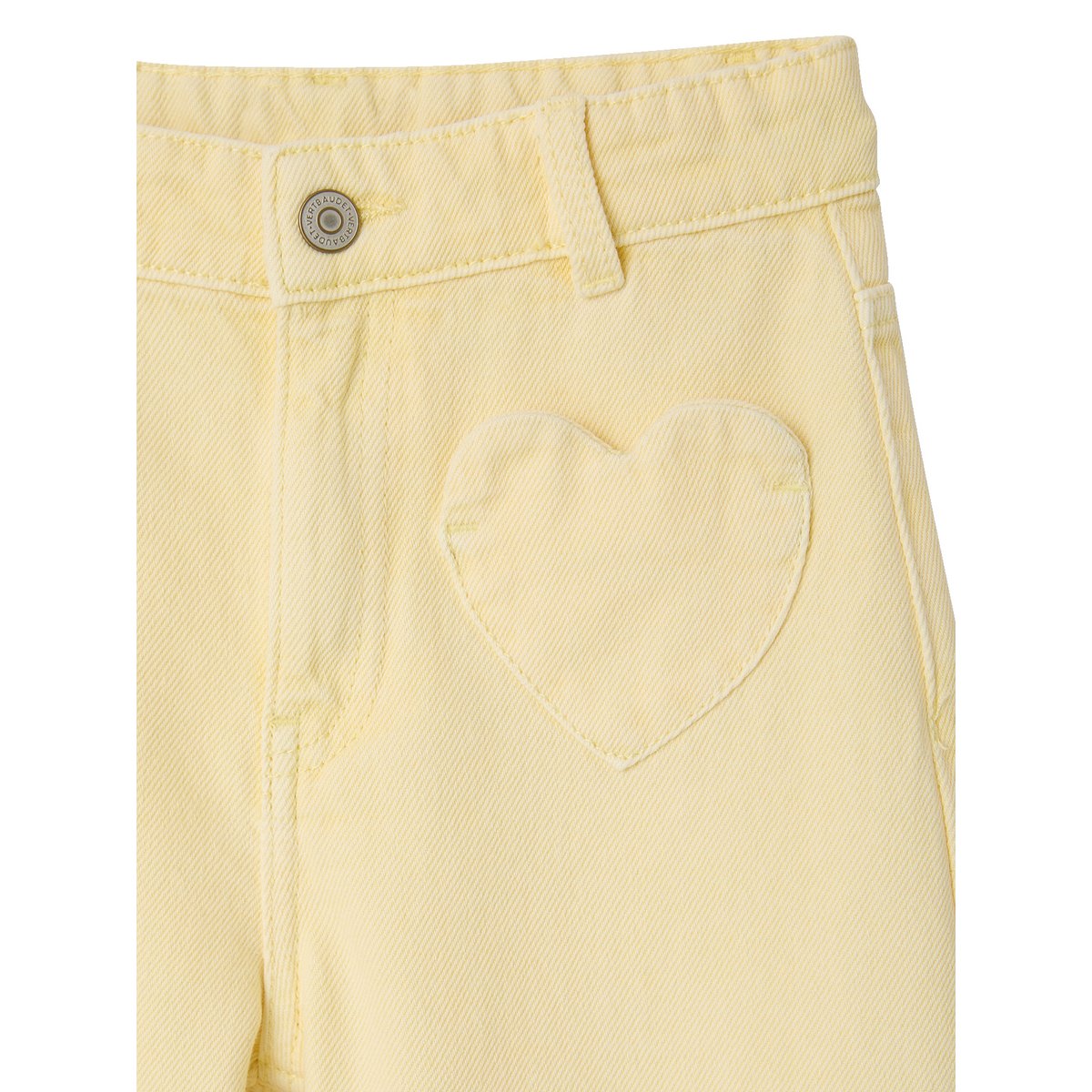 Pantalon large poches cœur jaune pâle, VERTBAUDET