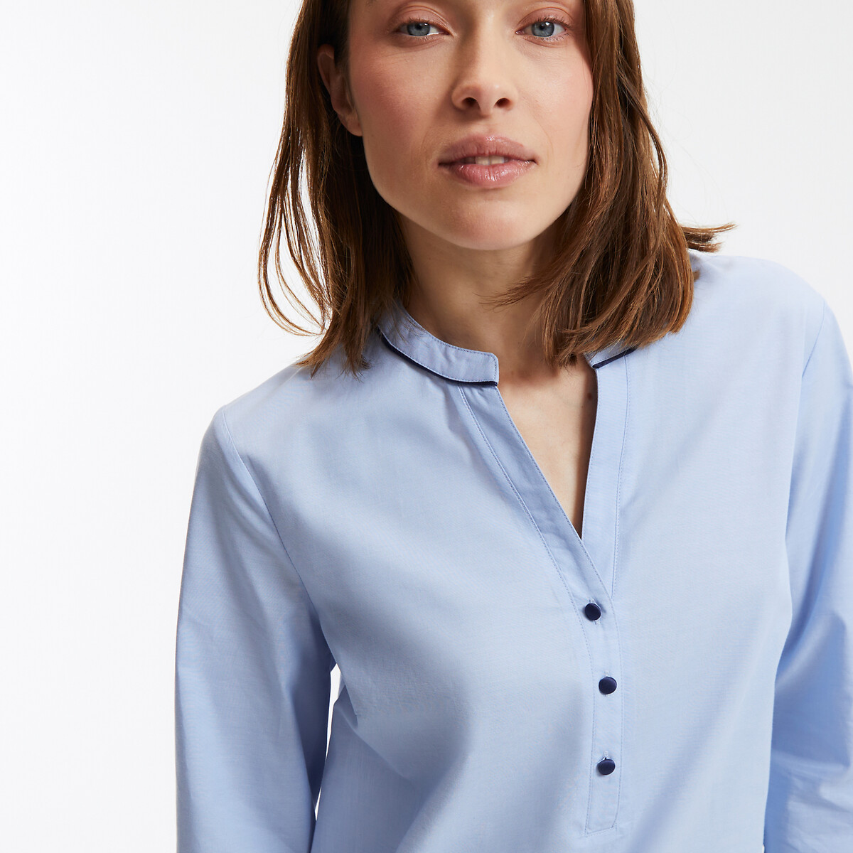 Cotton Chambray Nightshirt light blue, LA REDOUTE COLLECTIONS