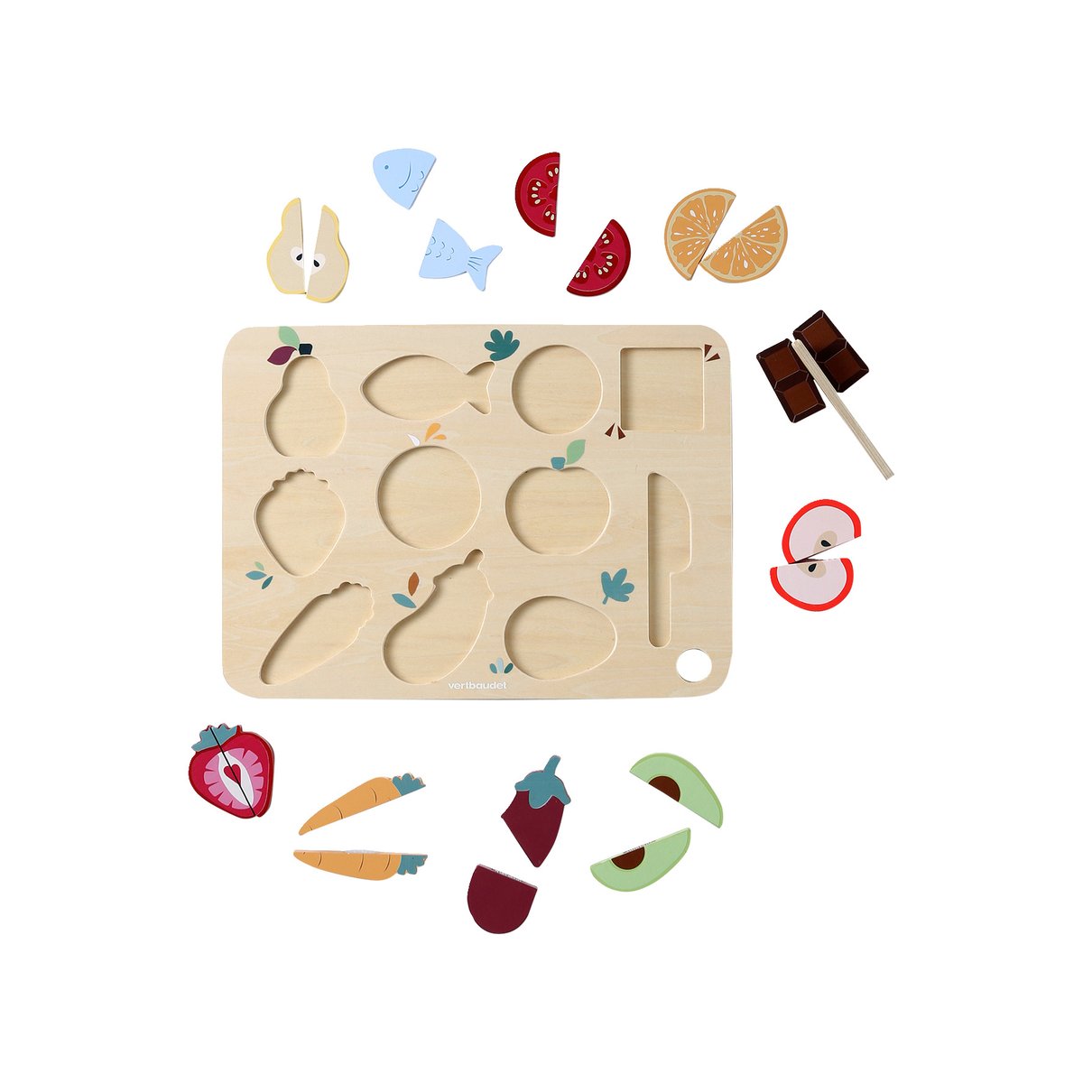Puzzle fruits à découper en bois FSC® beige, VERTBAUDET