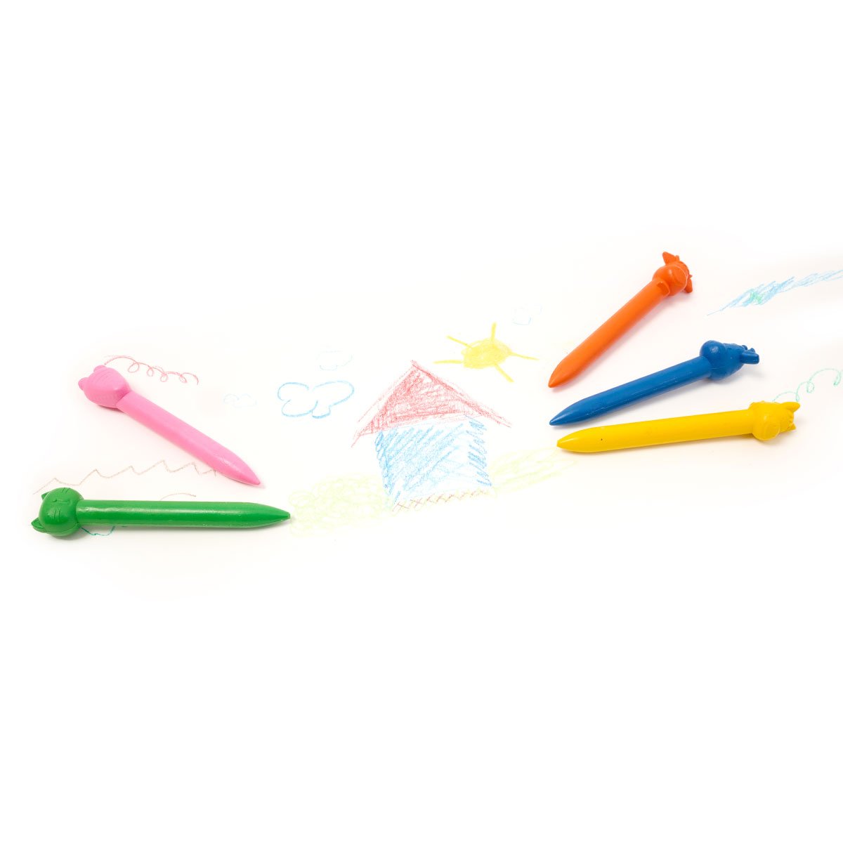 12 Crayons de cire animaux blanc, OXYBUL