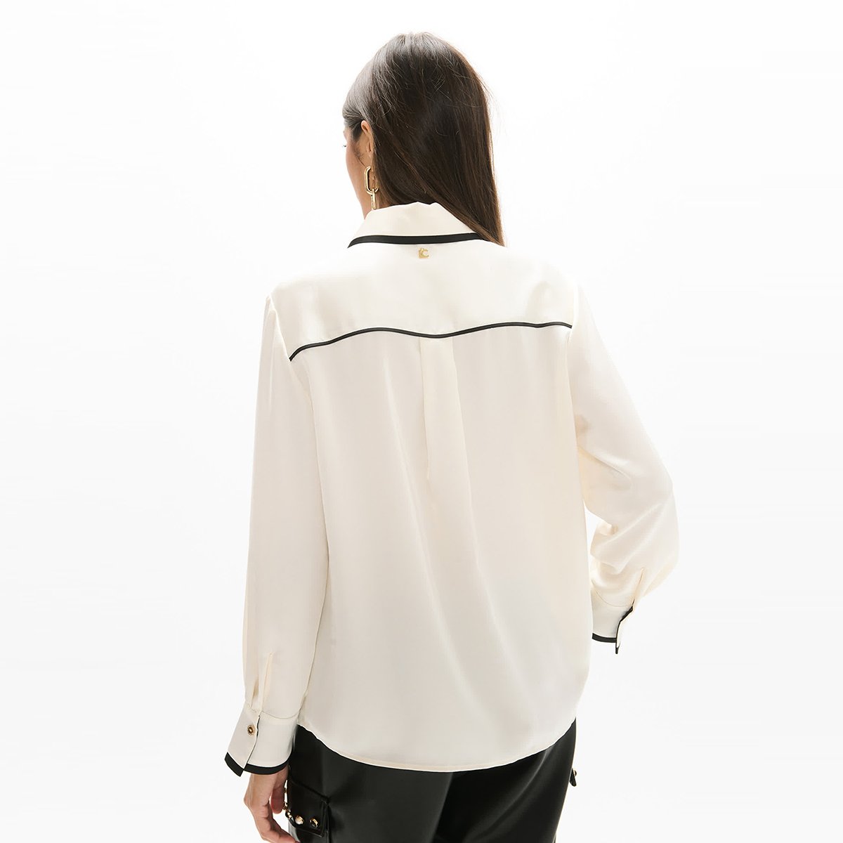 Chemise bicolore manches longues ivoire, LOLA CASADEMUNT