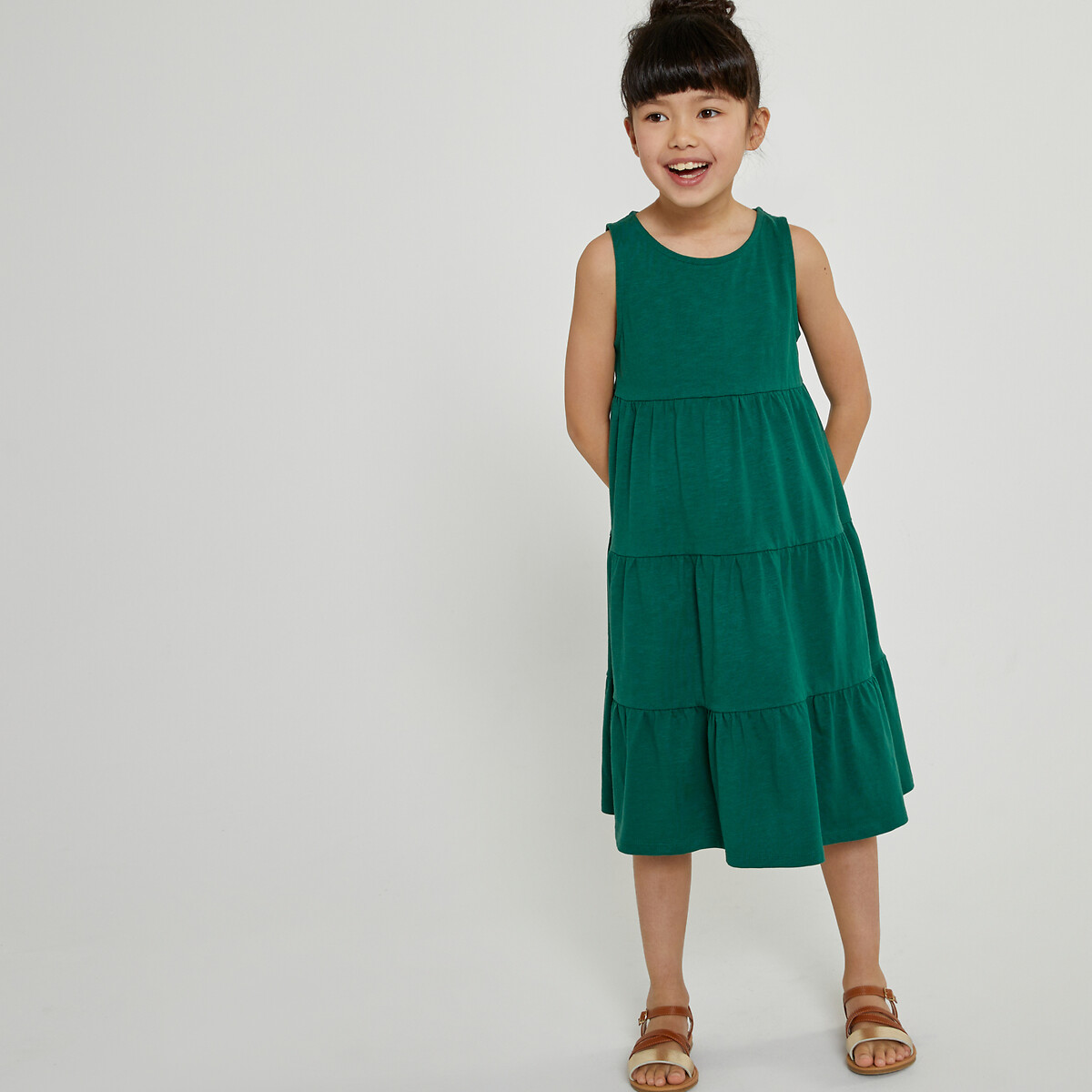 Robe mi-longue, sans manches vert, LA REDOUTE COLLECTIONS