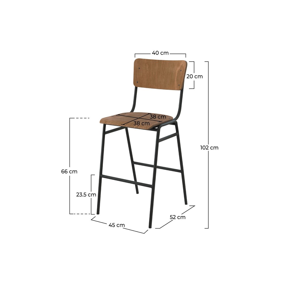 Lot de 2 chaises pour îlot central 66 cm en bois - CLEM bois, MAISON PAVANE