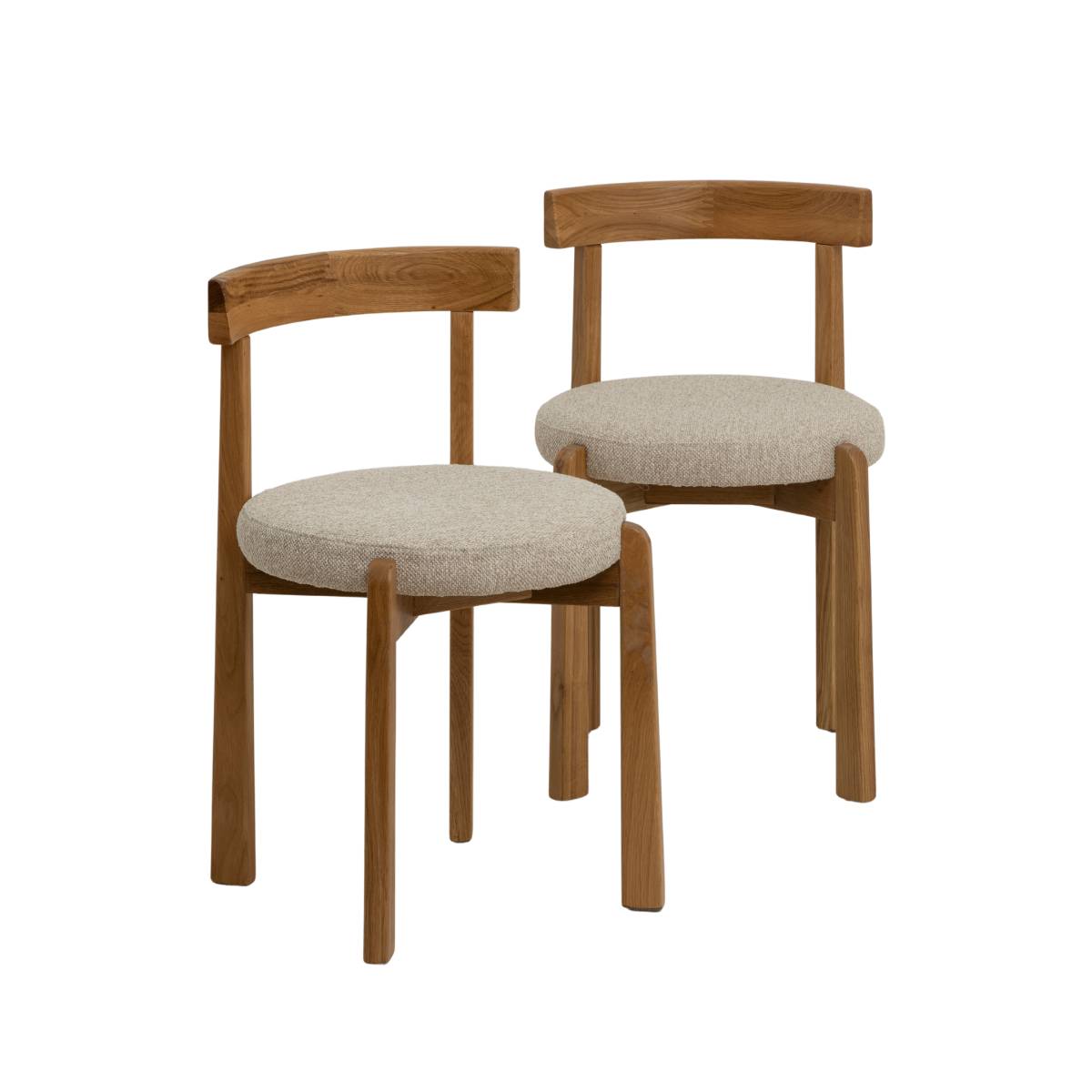 Lot de 2 chaises en bois de chêne SIDONIE bois clair, MADE IN MEUBLES