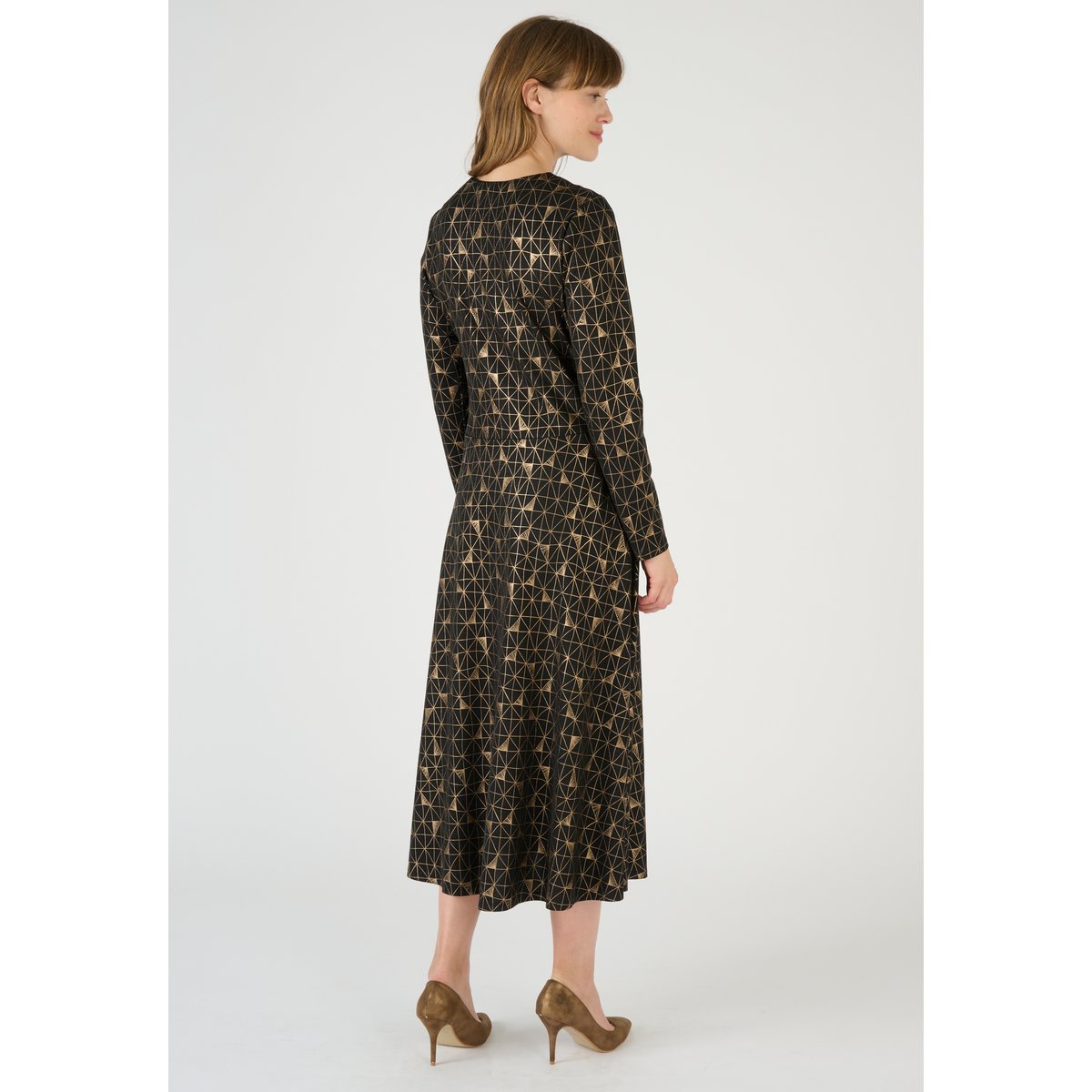 Robe imprimée en maille fantaisie noir graphique, DAMART