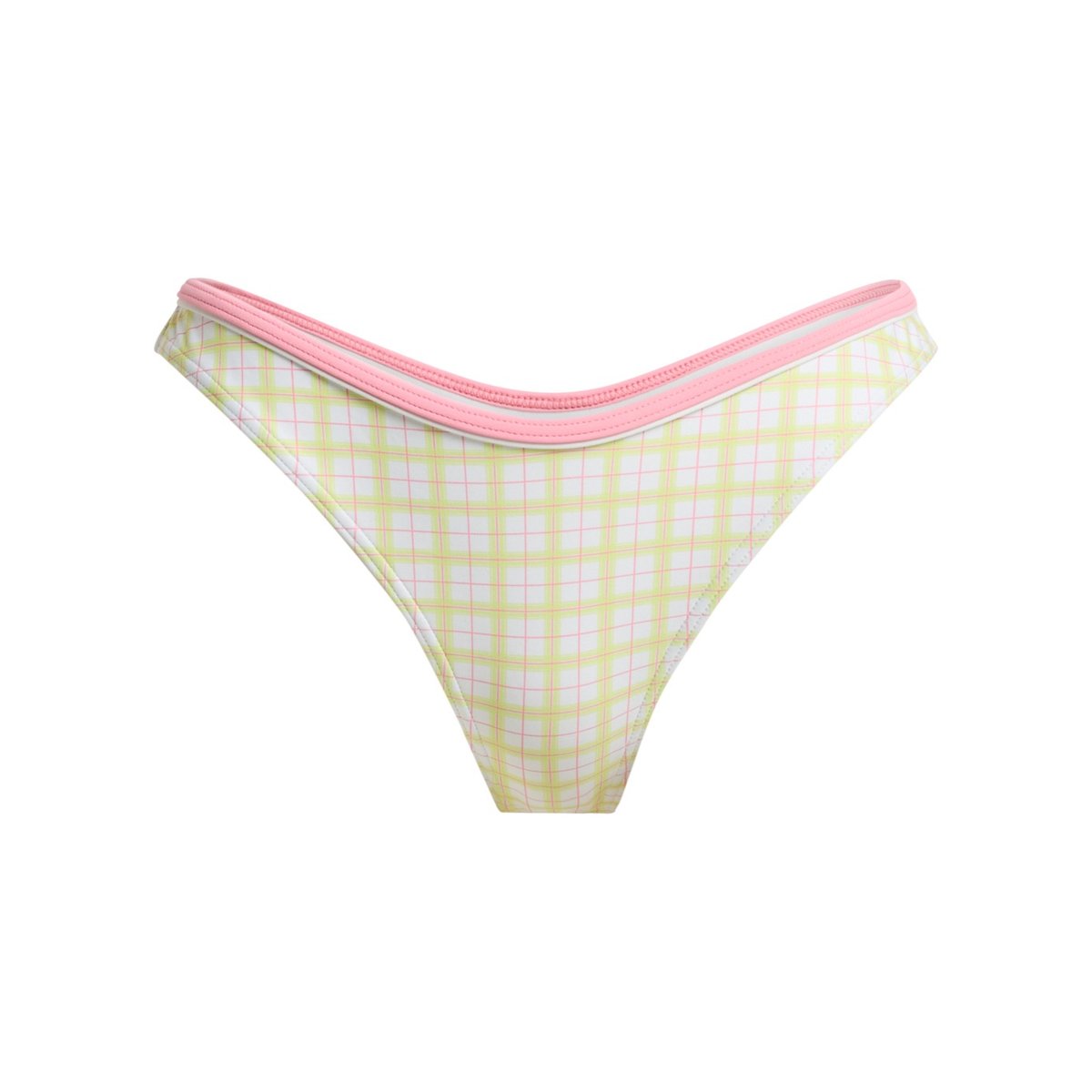 Bas de maillot de bain culotte bikini échancré THE SWELL HIGH LEG TANGA. blanc cloud dancer swell plaid, ROXY