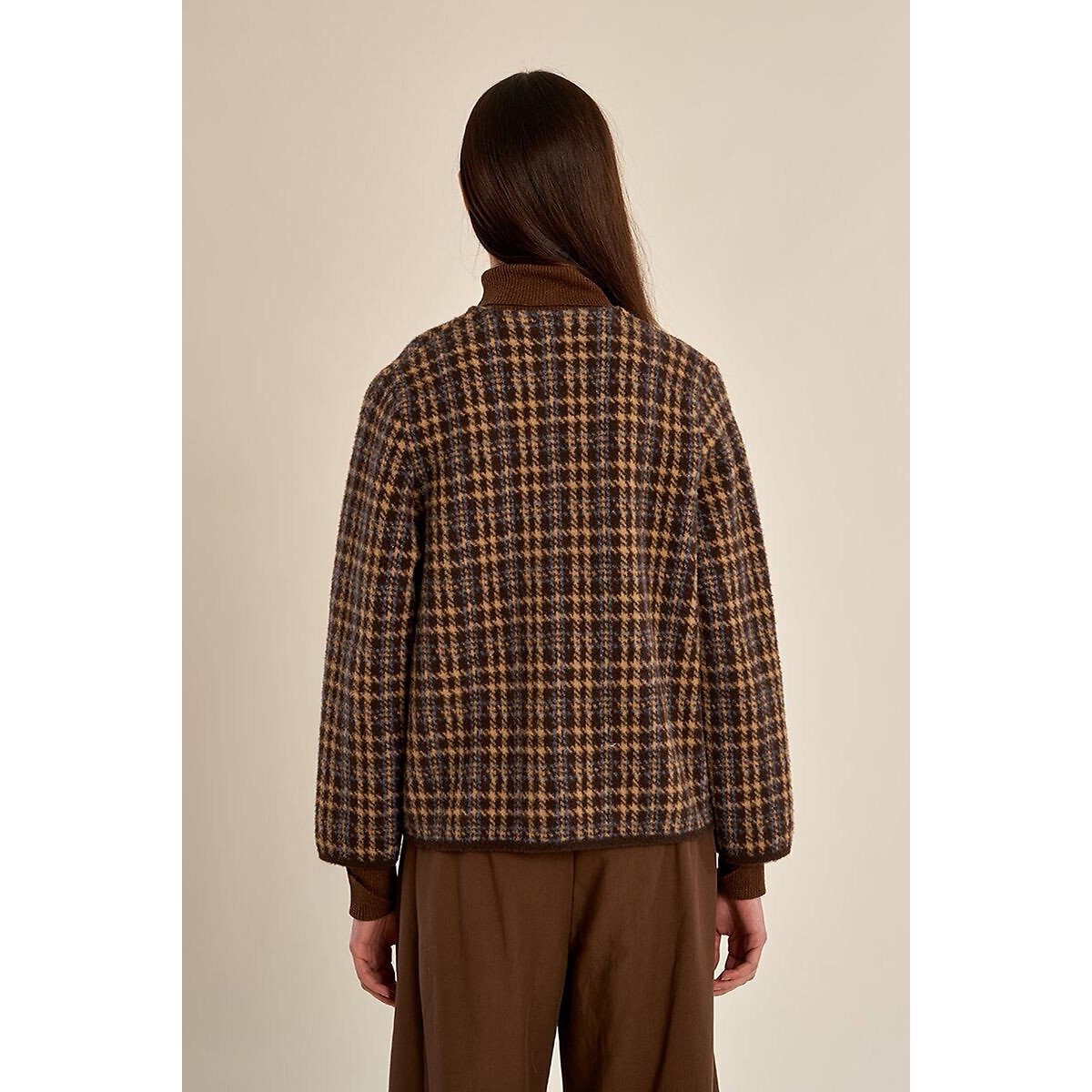 Chaqueta de punto a cuadros chocolate, MOLLY BRACKEN
