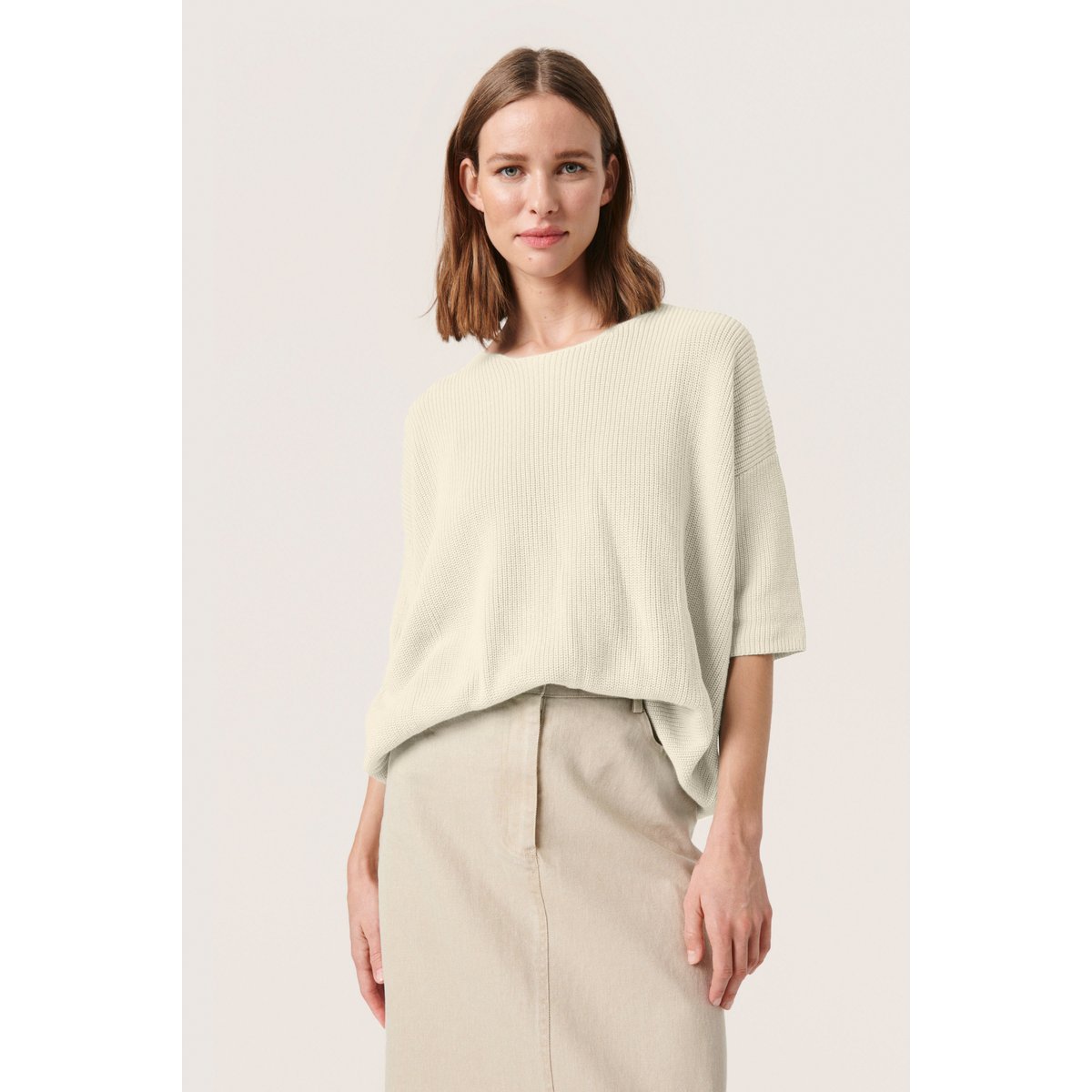 SOAKED IN LUXURY Pullover tricoté SLTuesday blanc whisper white, SOAKED IN LUXURY