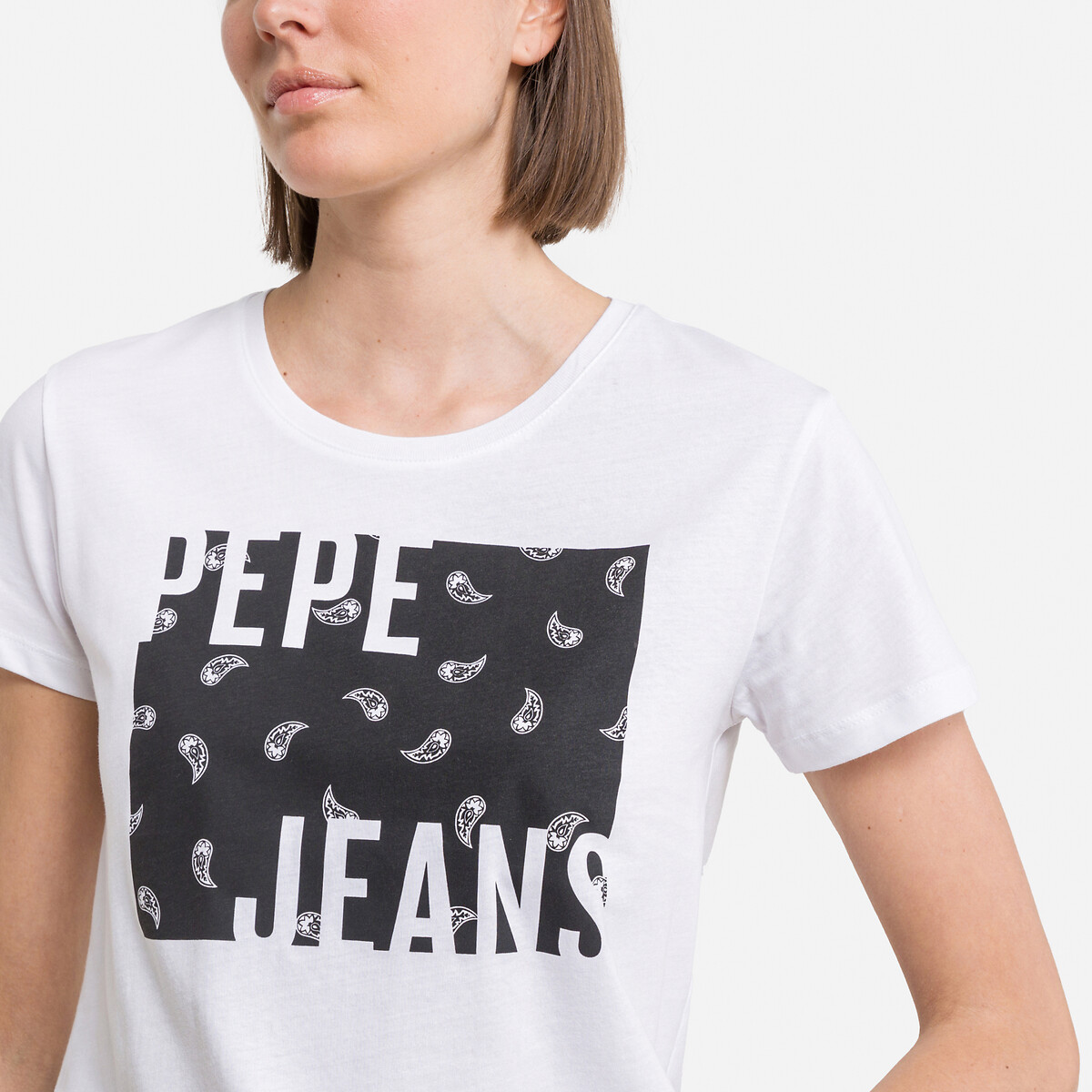 T-shirt manches courtes, motif devant blanc, PEPE JEANS