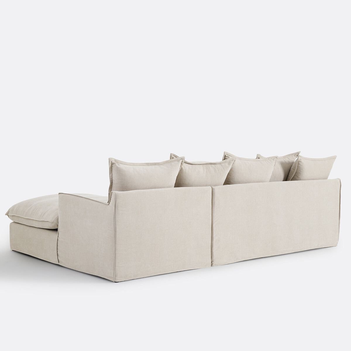 Canapé d'angle droit, convertible, matelas 6 cm, 4 places, polyester chiné, ODNA beige, LA REDOUTE INTERIEURS