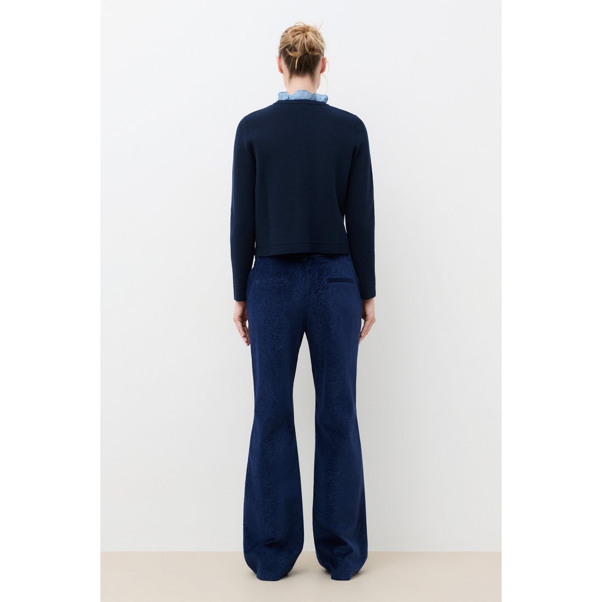 Pantalon large effet velours PCONNOR bleu marine, CAROLL