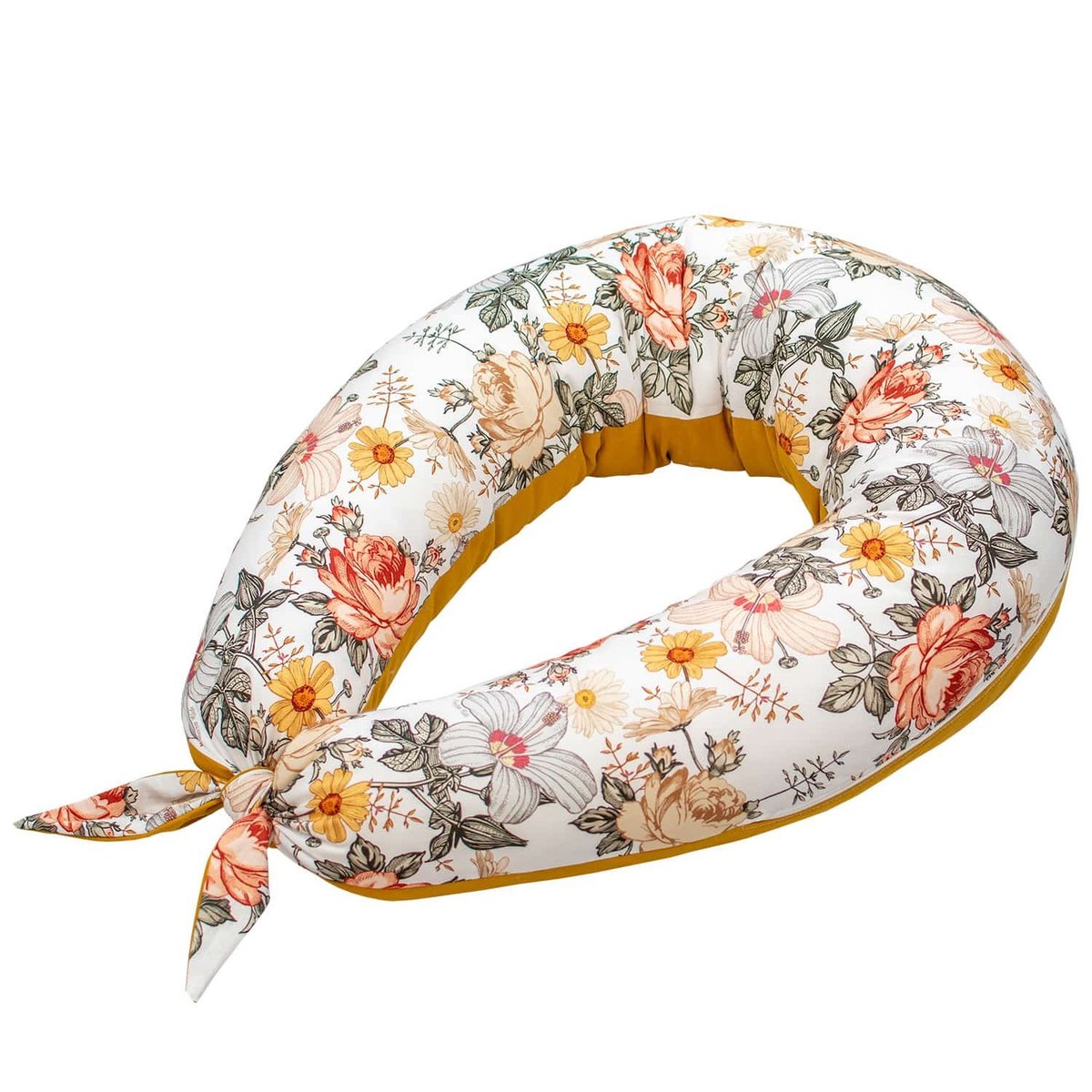 Coussin de maternité et d'allaitement + housse NÉO VINTAGE néo vintage imprimé floral, beige, blanc, SEVIRA KIDS
