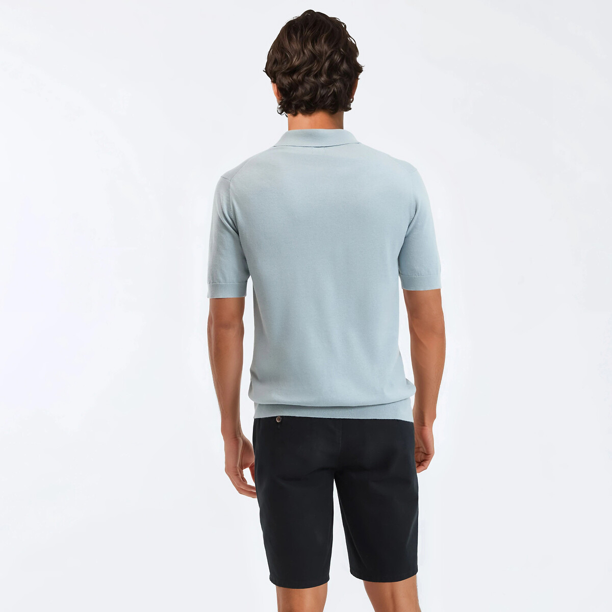 Polo col V manches courtes bleu grisé, LA REDOUTE COLLECTIONS