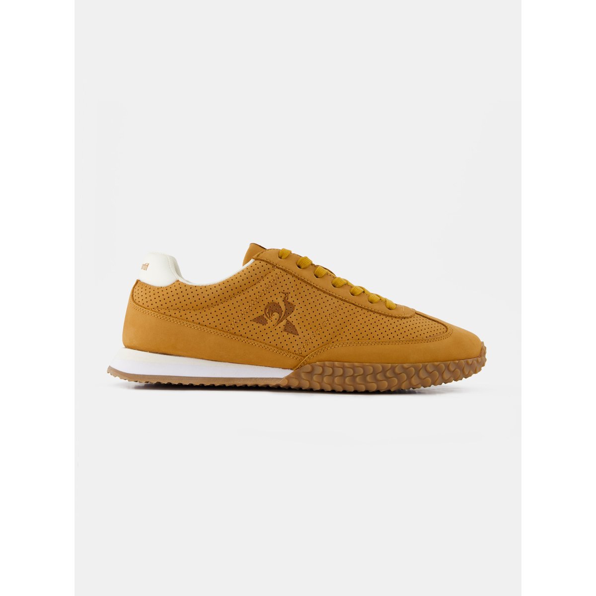 Sneakers rétro-running en nubuck et détails suede Veloce oak buff, LE COQ SPORTIF