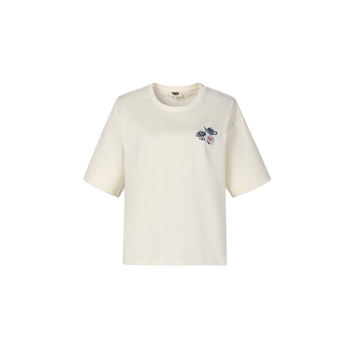 T-shirt en coton FELIX beige crème, FRNCH