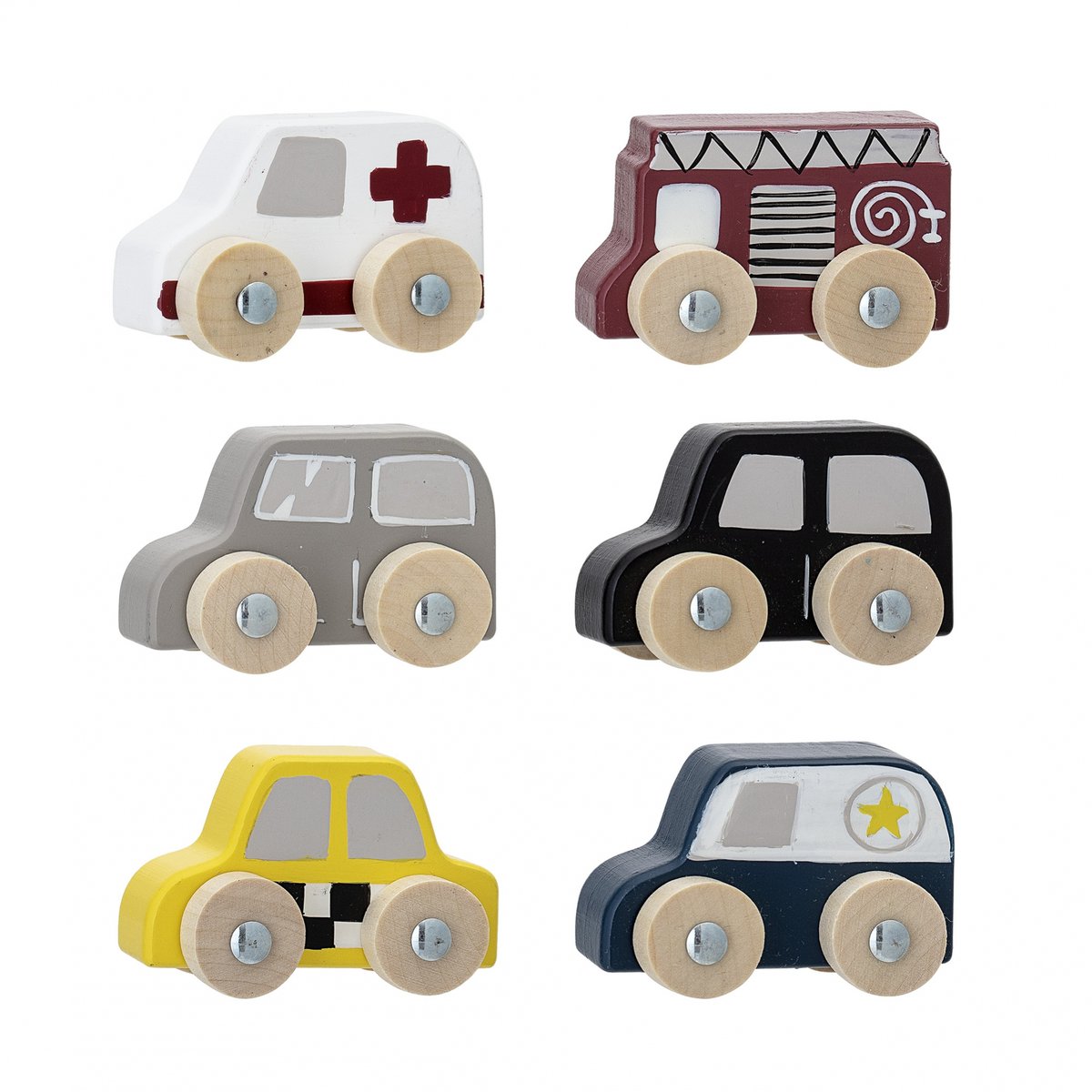 Lot 6 petites voitures blanc, BLOOMINGVILLE