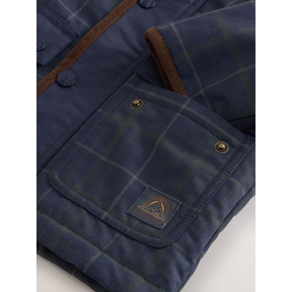 Manteau à capuche et col en velours côtelé bleu marine, NEXT